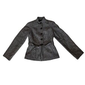 Calvin Klein Wool Herringbone Tweed Jacket Military Equestrian Style Women's 2
